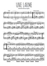 Téléchargez l'arrangement pour piano de la partition de Une larme en PDF